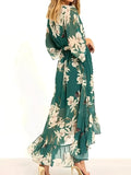 WOMEN'S FLORAL DEEP V - NECK BELTED SUMMER MAXI DRESS - Zarino Newstyle