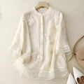 WOMEN'S FLORAL EMBROIDERED BUTTON - UP SUMMER TOP - Zarino Newstyle