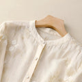 WOMEN'S FLORAL EMBROIDERED BUTTON - UP SUMMER TOP - Zarino Newstyle