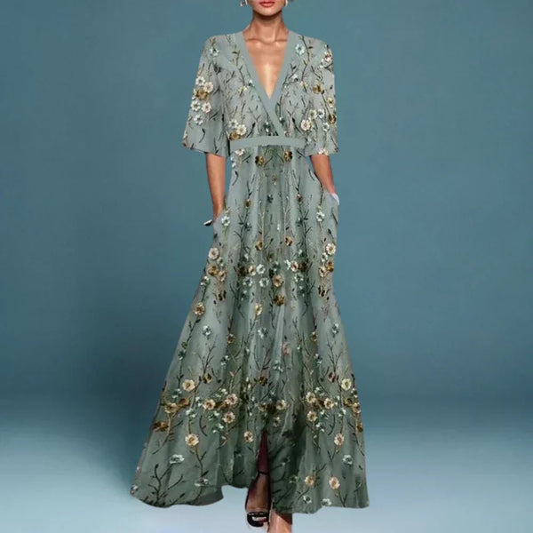 WOMEN'S FLORAL EMBROIDERED SUMMER MAXI DRESS - Zarino Newstyle