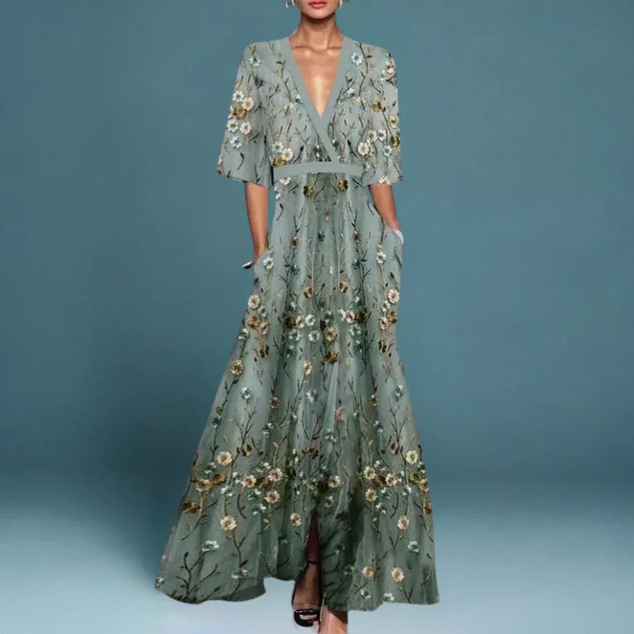 WOMEN'S FLORAL EMBROIDERED SUMMER MAXI DRESS - Zarino Newstyle