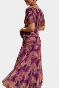 WOMEN'S FLORAL PRINT PLEATED WAIST MIDI DRESS ELEGANT - Zarino Newstyle