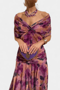 WOMEN'S FLORAL PRINT PLEATED WAIST MIDI DRESS ELEGANT - Zarino Newstyle