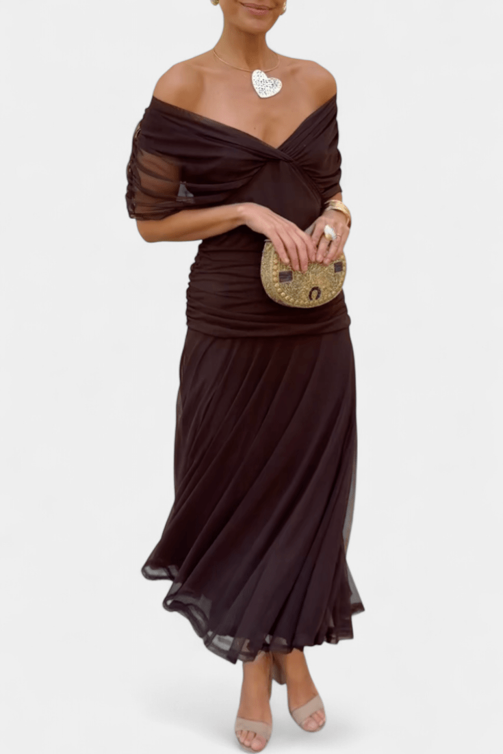 WOMEN'S FLORAL PRINT PLEATED WAIST MIDI DRESS ELEGANT - Zarino Newstyle