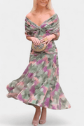 WOMEN'S FLORAL PRINT PLEATED WAIST MIDI DRESS ELEGANT - Zarino Newstyle