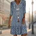 WOMEN'S FLORAL PRINT V - NECK MIDI DRESS BOHO CASUAL - Zarino Newstyle