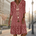 WOMEN'S FLORAL PRINT V - NECK MIDI DRESS BOHO CASUAL - Zarino Newstyle