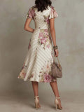 WOMEN'S FLORAL SATIN SUMMER MIDI DRESS - Zarino Newstyle