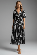 WOMEN'S FLORAL SUMMER MIDI DRESS WITH PUFF SLEEVES - Zarino Newstyle