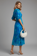 WOMEN'S FLORAL SUMMER MIDI DRESS WITH PUFF SLEEVES - Zarino Newstyle