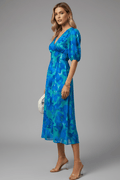 WOMEN'S FLORAL SUMMER MIDI DRESS WITH PUFF SLEEVES - Zarino Newstyle
