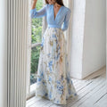WOMEN'S FLORAL V - NECK FLOWING SUMMER MAXI DRESS - Zarino Newstyle