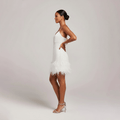 WOMEN'S FRINGE FEATHER MINI PARTY DRESS - Zarino Newstyle