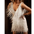 WOMEN'S FRINGE FEATHER SEQUIN SUMMER COCKTAIL DRESS - Zarino Newstyle