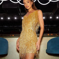 WOMEN'S FRINGE FEATHER SEQUIN SUMMER COCKTAIL DRESS - Zarino Newstyle