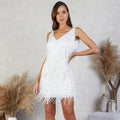 WOMEN'S FRINGE FEATHER SEQUIN SUMMER COCKTAIL DRESS - Zarino Newstyle