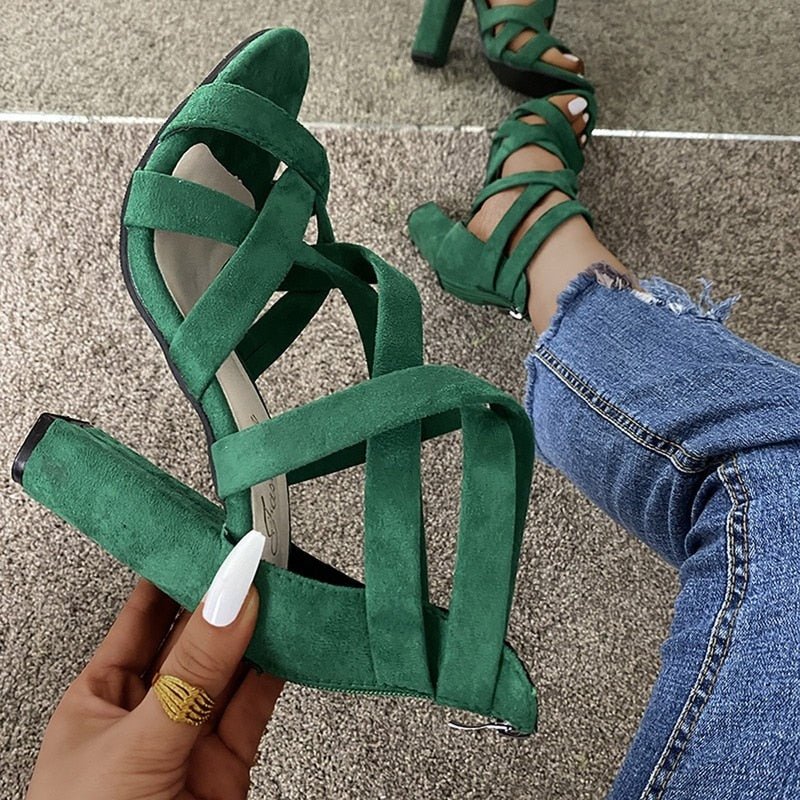 WOMEN'S GLADIATOR BLOCK HEEL SANDALS - Zarino Newstyle
