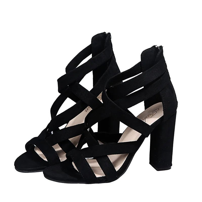 WOMEN'S GLADIATOR BLOCK HEEL SANDALS - Zarino Newstyle