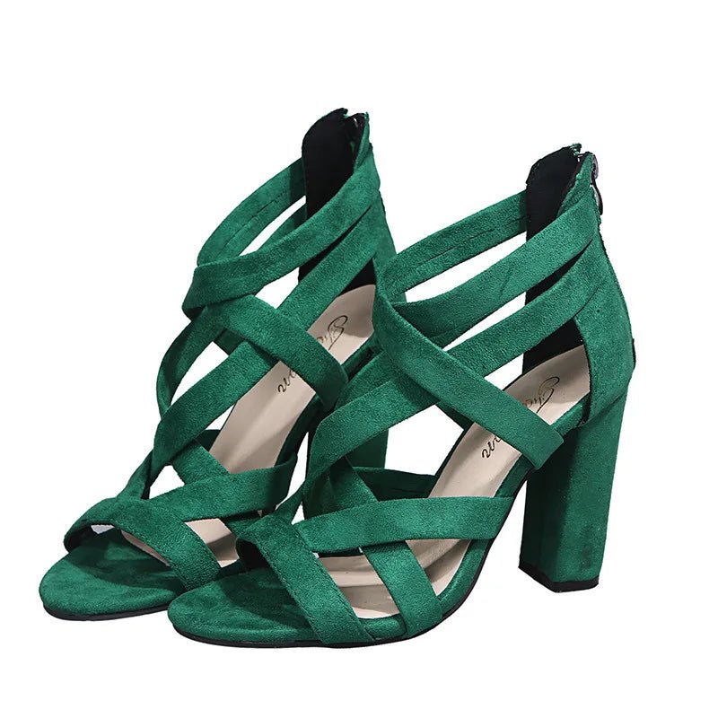 WOMEN'S GLADIATOR BLOCK HEEL SANDALS - Zarino Newstyle