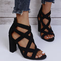 WOMEN'S GLADIATOR BLOCK HEEL SANDALS - Zarino Newstyle