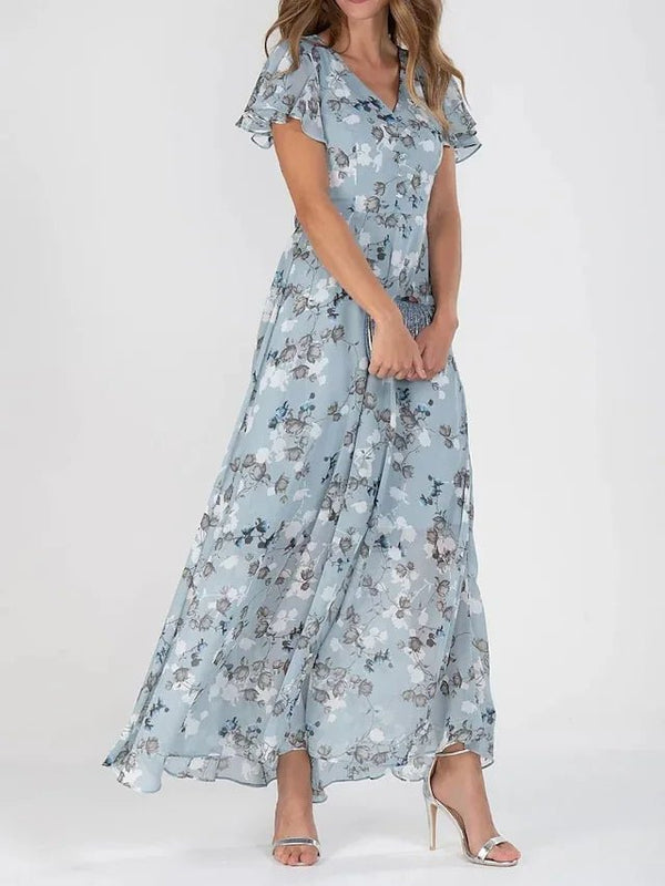 WOMEN'S GLAMOROUS FLORAL SUMMER MIDI DRESS