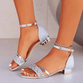 WOMEN'S GLITTER STRAP BLOCK HEEL SANDALS - Zarino Newstyle