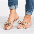 WOMEN'S GOLD STUDDED BOW SUMMER FLIP FLOPS - Zarino Newstyle