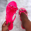 WOMEN'S GOLD STUDDED BOW SUMMER FLIP FLOPS - Zarino Newstyle