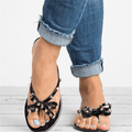 WOMEN'S GOLD STUDDED BOW SUMMER FLIP FLOPS - Zarino Newstyle
