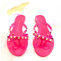 WOMEN'S GOLD STUDDED BOW SUMMER FLIP FLOPS - Zarino Newstyle