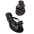WOMEN'S GOLD STUDDED BOW SUMMER FLIP FLOPS - Zarino Newstyle