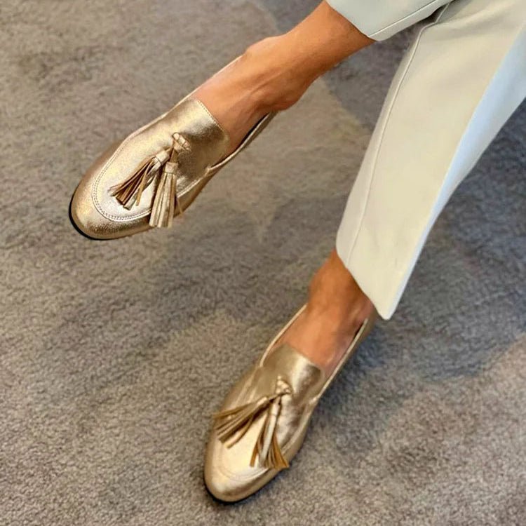 WOMEN'S GOLD TASSEL LOAFERS - Zarino Newstyle