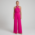 WOMEN'S HALTER NECK DRAPED WIDE LEG SUMMER JUMPSUIT - Zarino Newstyle