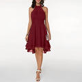 WOMEN'S HALTER NECK LAYERED CHIFFON MIDI DRESS - Zarino Newstyle