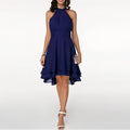 WOMEN'S HALTER NECK LAYERED CHIFFON MIDI DRESS - Zarino Newstyle