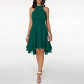 WOMEN'S HALTER NECK LAYERED CHIFFON MIDI DRESS - Zarino Newstyle