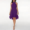WOMEN'S HALTER NECK LAYERED CHIFFON MIDI DRESS - Zarino Newstyle