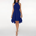 WOMEN'S HALTER NECK LAYERED CHIFFON MIDI DRESS - Zarino Newstyle