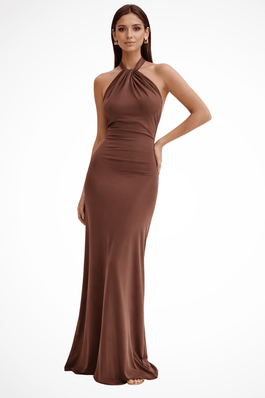 WOMEN'S HALTER NECK OPEN BACK BODYCON MAXI DRESS - Zarino Newstyle