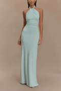WOMEN'S HALTER NECK OPEN BACK BODYCON MAXI DRESS - Zarino Newstyle