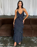 WOMEN'S HALTER NECK RUFFLE FLOWING SUMMER MAXI DRESS - Zarino Newstyle