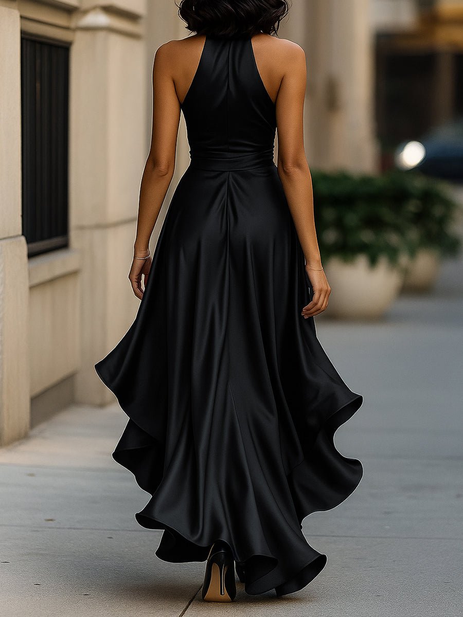 WOMEN'S HALTER NECK RUFFLE WRAP GOWN - Zarino Newstyle