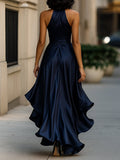 WOMEN'S HALTER NECK RUFFLE WRAP GOWN - Zarino Newstyle