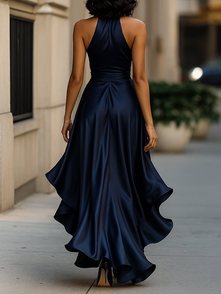 WOMEN'S HALTER NECK RUFFLE WRAP GOWN - Zarino Newstyle