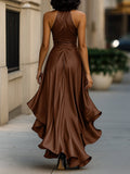 WOMEN'S HALTER NECK RUFFLE WRAP GOWN - Zarino Newstyle