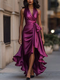 WOMEN'S HALTER NECK RUFFLE WRAP GOWN - Zarino Newstyle