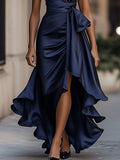 WOMEN'S HALTER NECK RUFFLE WRAP GOWN - Zarino Newstyle