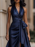 WOMEN'S HALTER NECK RUFFLE WRAP GOWN - Zarino Newstyle