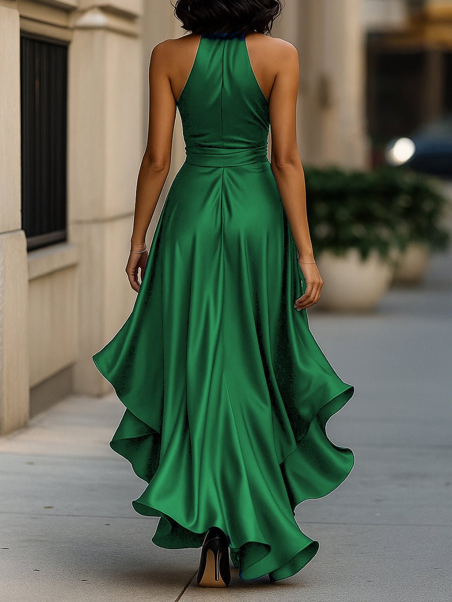 WOMEN'S HALTER NECK RUFFLE WRAP GOWN - Zarino Newstyle