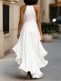 WOMEN'S HALTER NECK RUFFLE WRAP GOWN - Zarino Newstyle